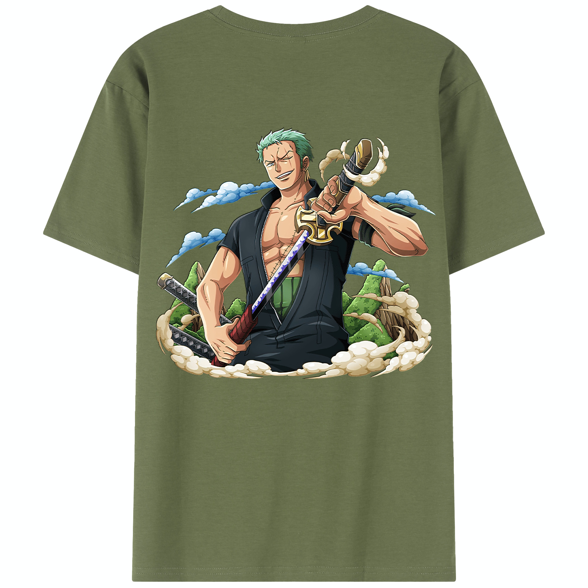 ワンピース ロロノア・ゾロ ONE PIECE Roronoa Zoro 綿100％半袖Tシャツ（背面プリント）